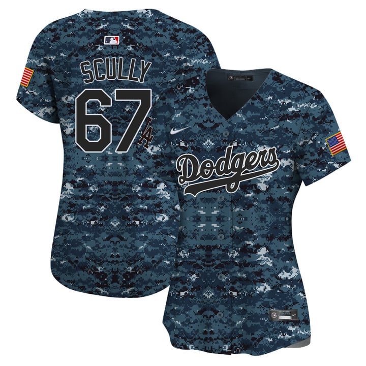 Women Los Angeles Dodgers 67 Scully Camo Stitched 2025 Jersey style 2